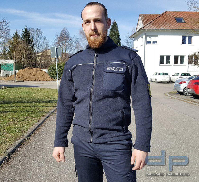 ETZEL Behörden Fleecejacke mit Wunschtext in Silber Reflex