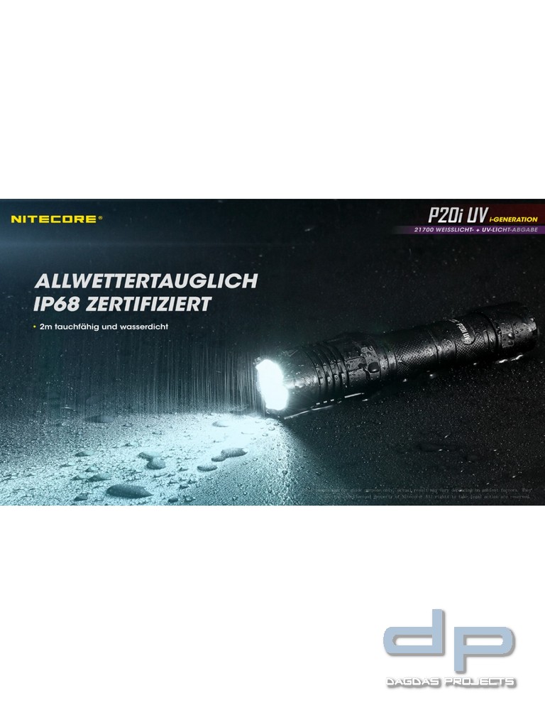 NiteCore® Taschenlampe P20i mit UV Licht - inkl. Akku und Holster
