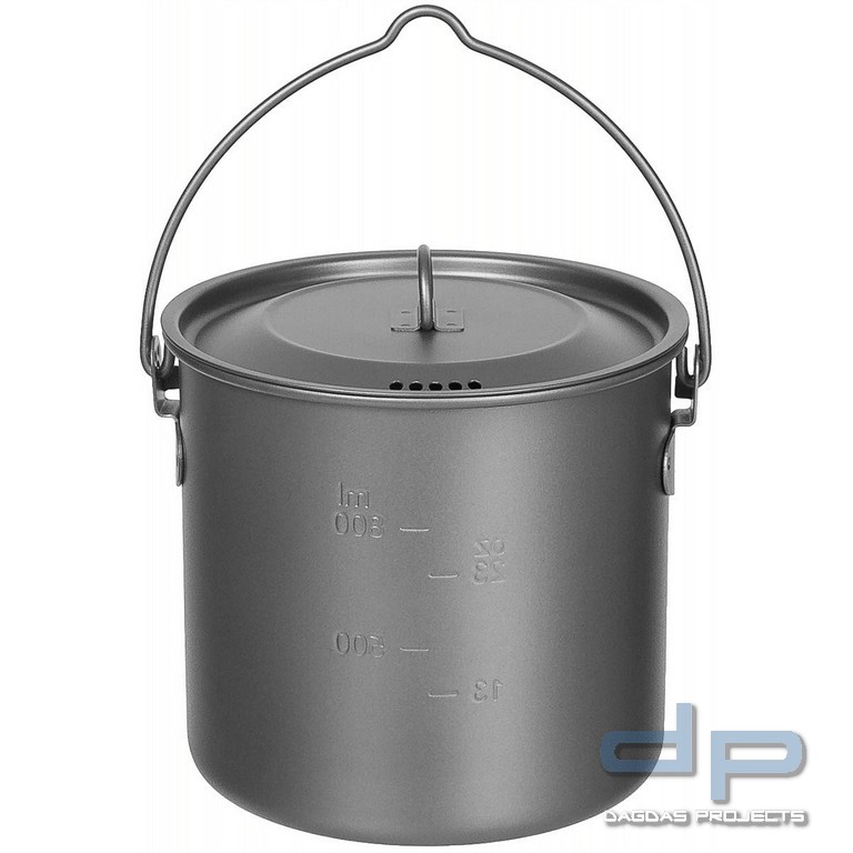Topf, Titan, klein, mit Deckel, Klappgriffe, ca. 1,1 l