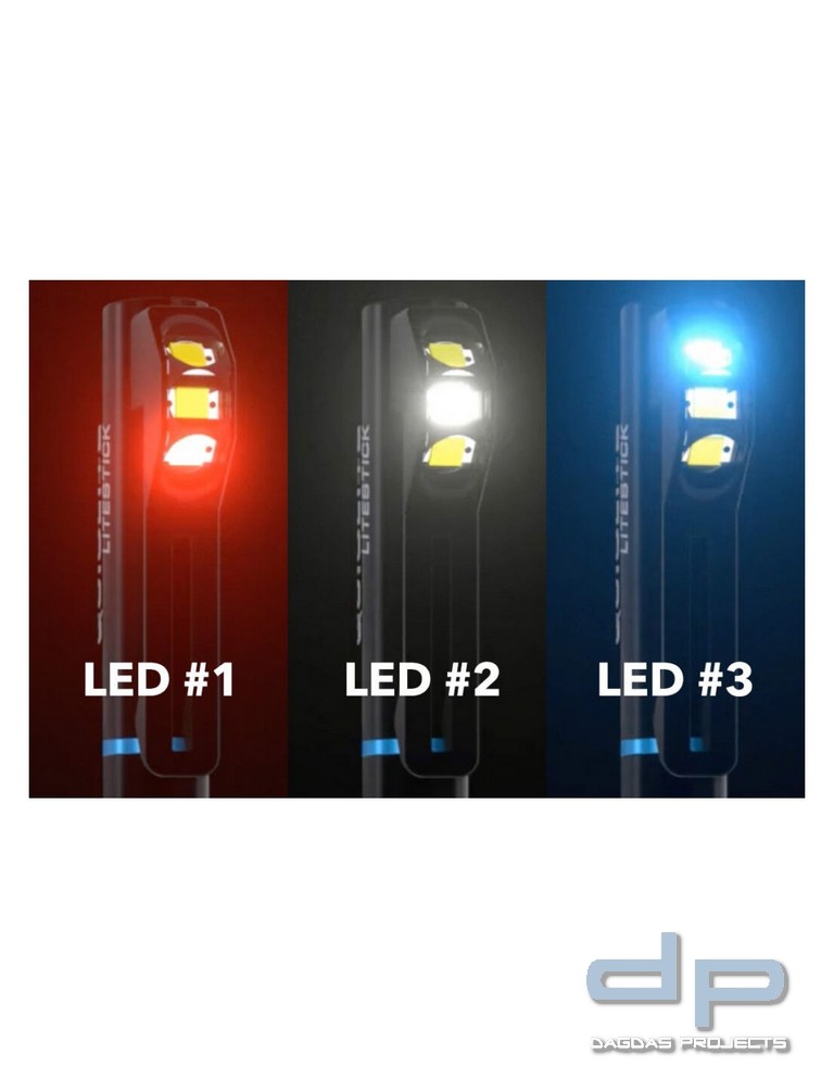 Quiqlite (TM) LiteStick LED-Stiftlampe "Code3" (rot/weiß/blau)