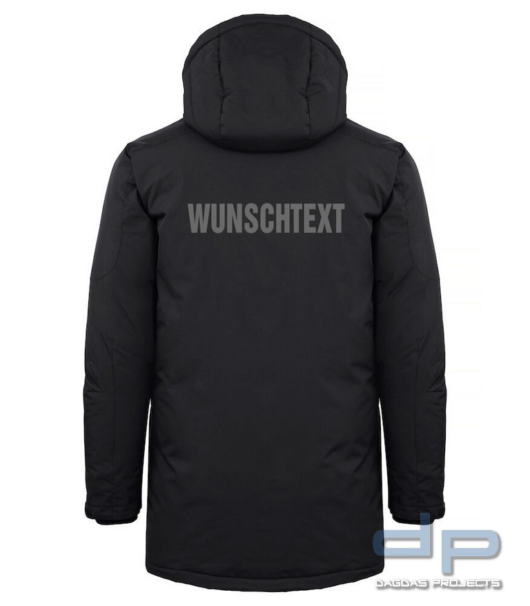 Behörden Parka "Eskie" in Schwarz mit Aufdruck nach Wunsch