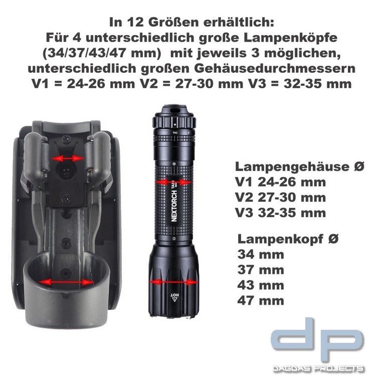 ESP® Taschenlampen Holster LHU74, für zwei Molle Schlaufen, 360° drehbar