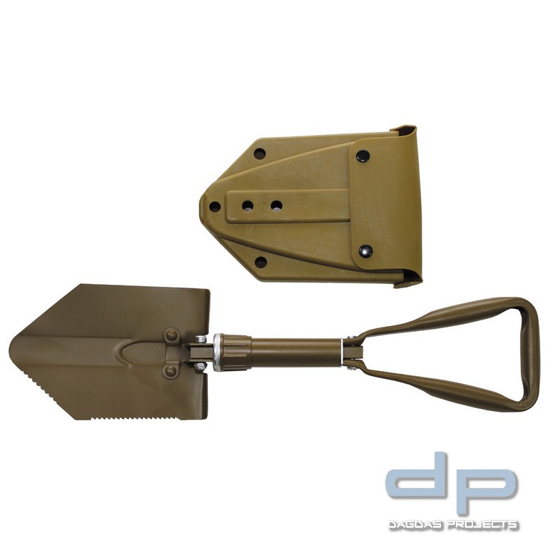 Klappspaten, BW Modell, Alu, 3-tlg., coyote tan, mit Tasche