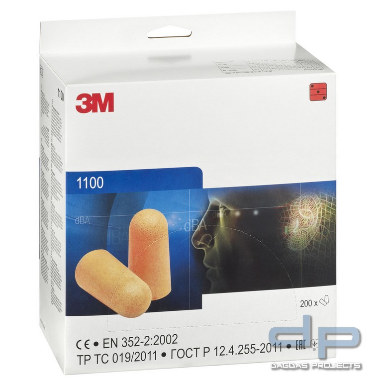 3M Gehörschutzstöpsel 1100, Spenderbox à 200 Paar