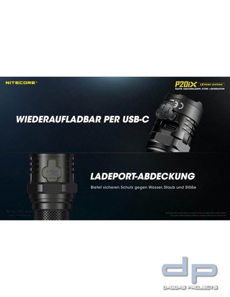 NiteCore® Taschenlampe "P20ix " inkl. Akku und Holster