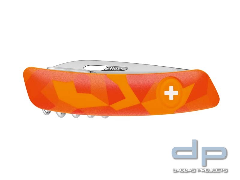 SWIZA Schweizer Messer C03 LUCEO, Anti-Rutsch-Griffschalen, Camo Urban Orange, 11 Funktionen
