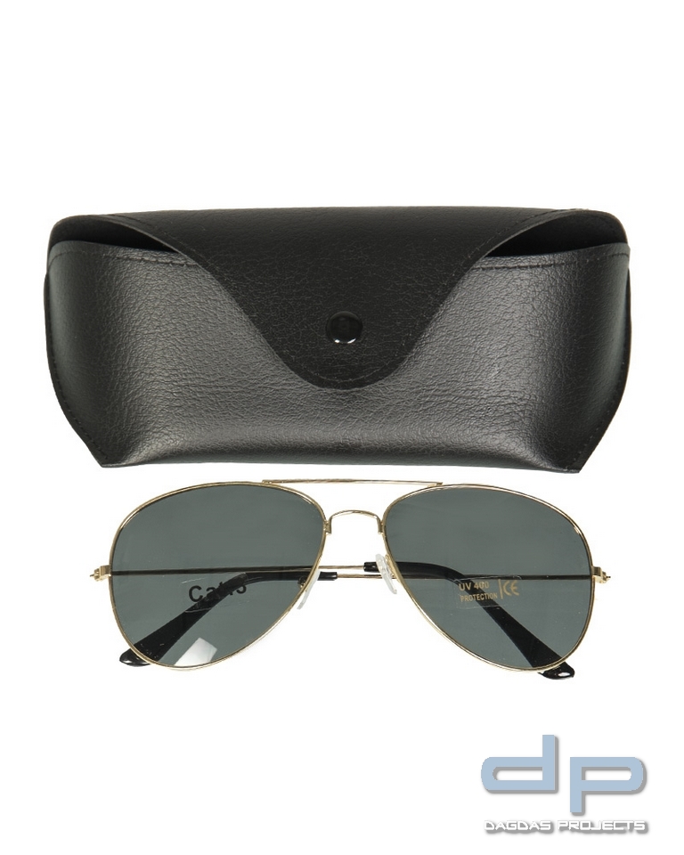 US PILOTENSONNENBRILLE GOLD M.ETUI 5 Stück