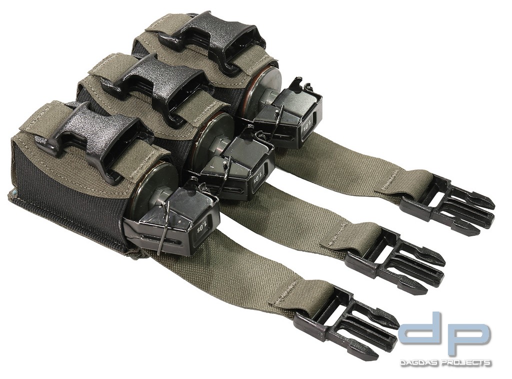 WAS Laser Cut Triple Flash Bang Pouch Ranger Green