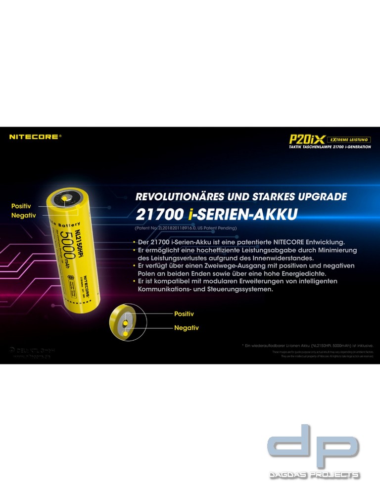 NiteCore® Taschenlampe "P20ix " inkl. Akku und Holster