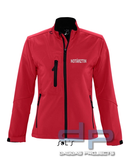 Ladies Softshell Jacket Behörde in verschiedenen Farben mit Wunschaufdruck in reflex silber