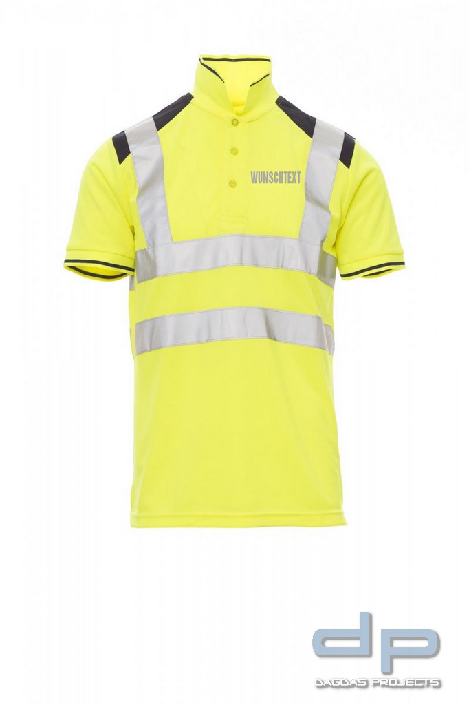 Payper Warnschutz Poloshirt "GUARD+" Farbe: Gelb/ Navy Größe: L mit Aufdruck nach Wunsch