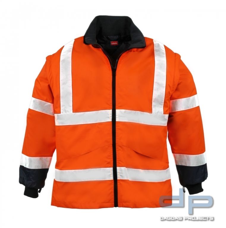 4-in-1-Warnschutzparka Behörde nach EN 20471 &amp; EN 343 warnorange/marine mit Wunschaufdruck