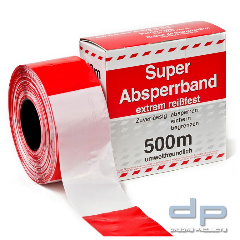 Absperrband, ohne Aufdruck, Farbe rot/weiß, 100 m