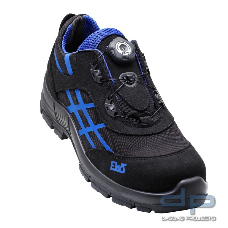 EWS Dynamic Safety Halbschuh S3 SRC Schwarz/Blau mit blauer Applikation